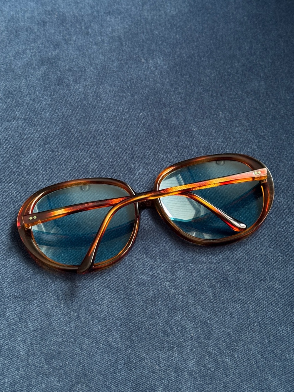 Vintage Italian O. Friulana  Oversized Blue tint Sunglasses.